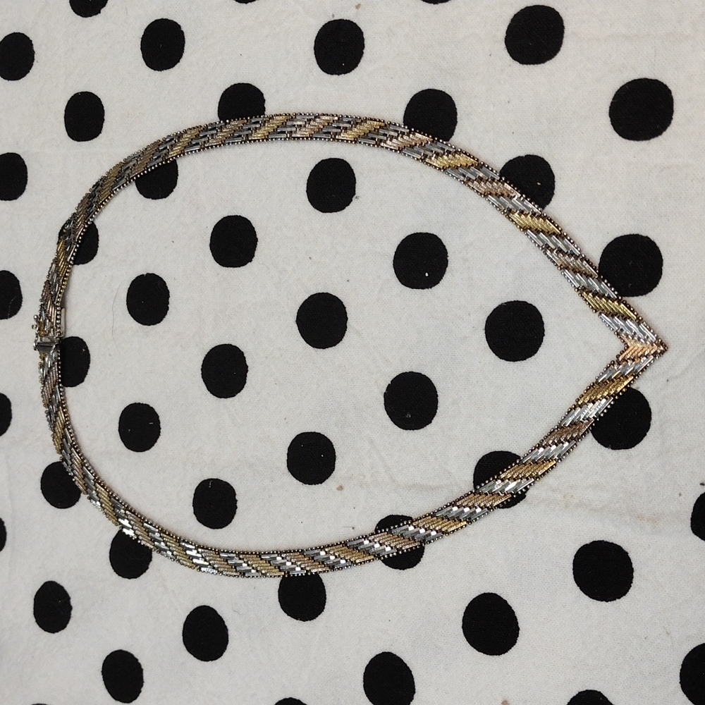 Sterling silver Tri Color V Necklace